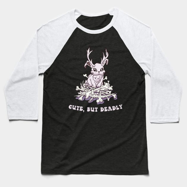 Cute but deadly Pastel Goth Jackalope Mythical Creature Baseball T-Shirt by secondskin